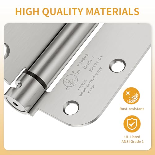 Luxbaro 3 Pack Self Closing Door Hinges 3.5 Inch, Adjustable Tension - color: Brushed Nickel-5/8'', size: 3.5" 3 Pack