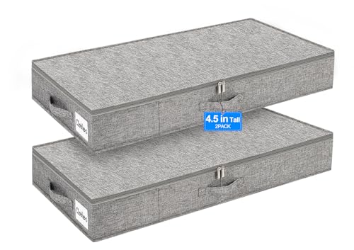 punemi 4.5 in Tall Low Profile Under Bed Storage Containers, 2 Pack, Grey - color: Grey, size: 2 Pack-4.5 inch Tall-Structured