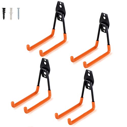 AOBEN Garage Hooks Heavy Duty, Steel Garage Storage Hooks, Utility Tool Hangers and Combinable Wall Mount Garage Hooks for Organizing Ladder, Hold Chairs, Heavy Tools (Medium U, 4 Pack) - size: 4 X Medium U hooks
