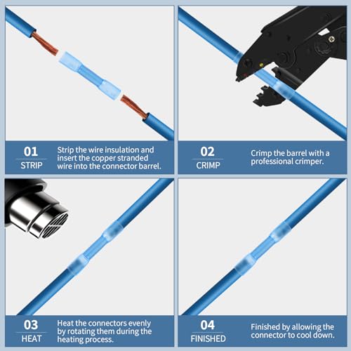 200pcs Heat Shrink Butt Connectors for Electrical Wiring