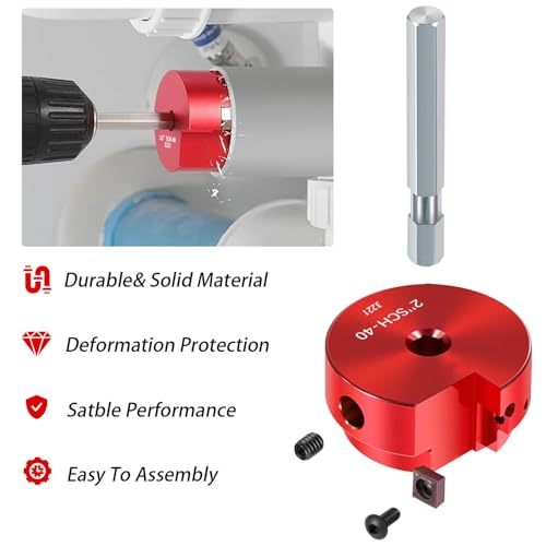 4-Piece PVC Pipe Reamer Kit for 1/2" Drills - 1-1/4",2",3",4” Inner Cutter Tool Reamer for PVC, CPVC, ABS, Conduit & Industrial Pipe, SCH40 Repairs, Pipes Fitting Saver - size: JD-4PCS