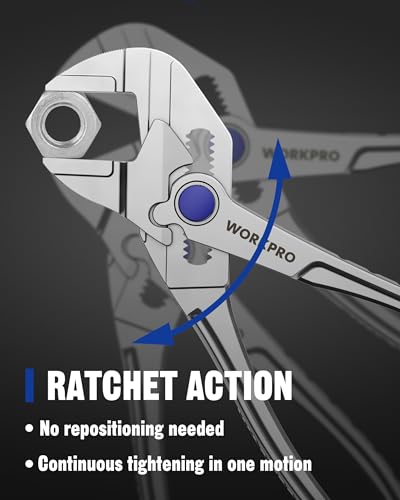 WORKPRO Mini Pliers Wrench, 4-Inch Wrench Pliers with Smooth Parallel Jaws - color: Silver