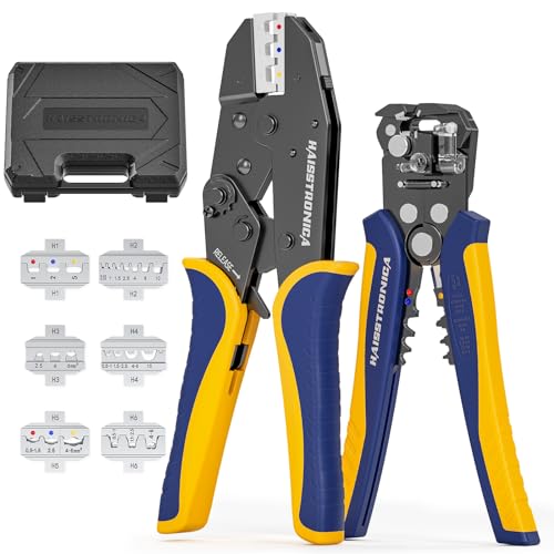 haisstronica Quick Change Crimping Tool Kit, 6 Dies, Wire Stripper