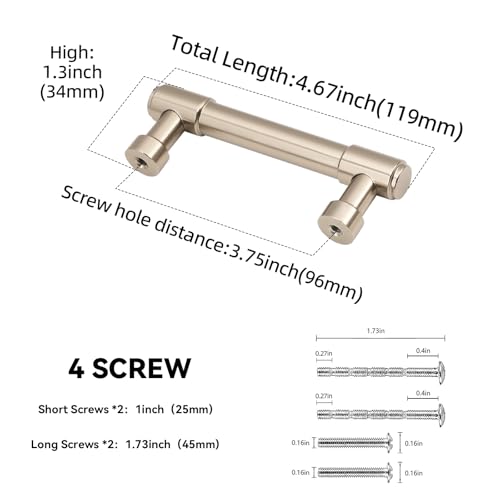 10 Pack 3-3/4 Inch(96mm) Cabinet Pulls Champagne Bronze Kitchen Cabinet Pulls Alloy Drawer Pulls Solid Cabinet Hardware - color: Champagne Bronze, size: 3-3/4'' Hole Center(96mm)