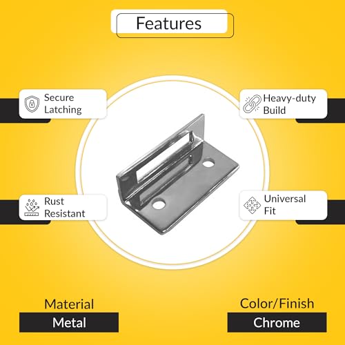Brixwell Inswing Keeper for Slide Latch, Metal Construction with Chrome Finish, 1-1/2" Hole Spacing, Replacement Door Keeper for Patio, Sliding, and Latch Hardware Applications
