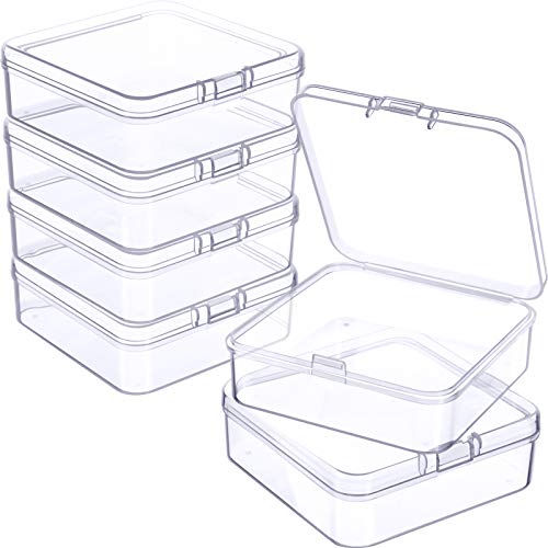 Jetec 6 Pieces Small Clear Plastic Storage Box, 2.9 x 2.9 x 1 Inch - size: 2.9 x 2.9 x 1 Inch