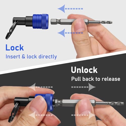 Enhanced Non-Slip Bit Holder Key Chain 6pc, Drill Bit Holder for 1/4 Inch Hex Shank Bits, Bit Holders for Impact Driver Drill Bit Extension, Screwdriver Bit Holder, Quick Change & Easy Access, Blue - color: Blue