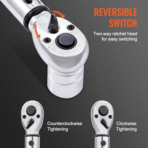 VEVOR Torque Wrench 3/8-inch Drive 10-80ft.lb/14-110n.m Click Torque Wrench - size: 3/8" 4 PCS