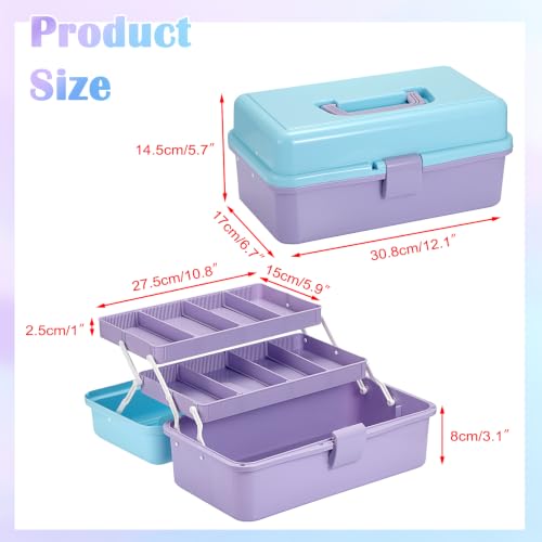 BTSKY 3-Layer Plastic Dividing Storage Box Craft Organizer and Storage - color: Blue+Purple