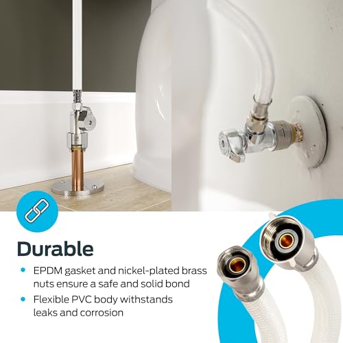Eastman 12 Inch Flexible Toilet Connector, 7/8 Inch Ballcock x 3/8 Inch Compression Inlet Connection, 48145 - size: 12 in.