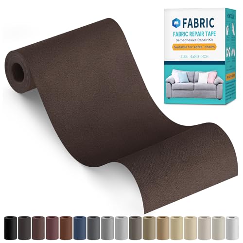 Fabric Repair Tape, 4" x 79" Self-Adhesive Linen Repair Tape Patch Kit - color: Dark Brown, size: 4" x 79"