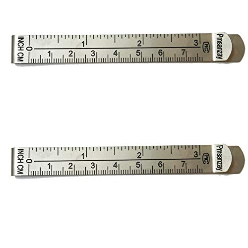 Set of 2 Hemming Clips/Hem Clips Measuring Ruler - Inch and Cm are on The Clip - Stainless Steel - for Hemming Clothing, Curtains, Skirt, Pants or Shorts and More.