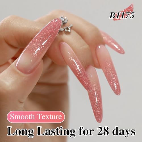 Double Rhythm 0.5Oz Glitter Gel Polish Shimmer Reflective Color for Nail Art Salon DIY Soak Off 15ml Nail Lamp Gel Polish at Home (Rose Pink-B1175) - color: Blossom Rose Pink