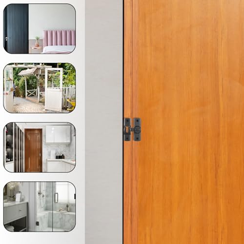 2 Pcs 90/180 Degree barn Door Lock, 90/180 Degree Flip Doors Latch Heavy Duty Rust-Proof Safety Sliding Door Lock with Mount Screws for Barn, Garden, Bathroom, Cabinet, Window, Sliding Door(Black)