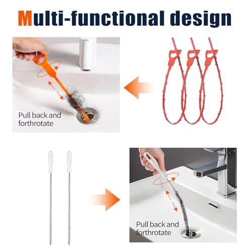 33-Feet Drain Snake Auger Kit, Plumbing snake, Manual or Electric drain snake with Auto-Retract/Feed, for Kitchen, Bathroom, Shower, and Floor Drain sauger，Include Gloves Storage Bag etc (Blue) - color: Blue Black