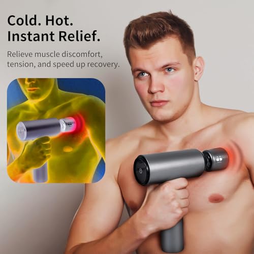 arboleaf Thermacool Massage Gun with Heat and Cold, 6 Speeds | Muscle Massage Gun Deep Tissue with Case, Powerful Percussion Massager for Home Gym Office Muscle Back Pain Relief, Gift - color: Grey
