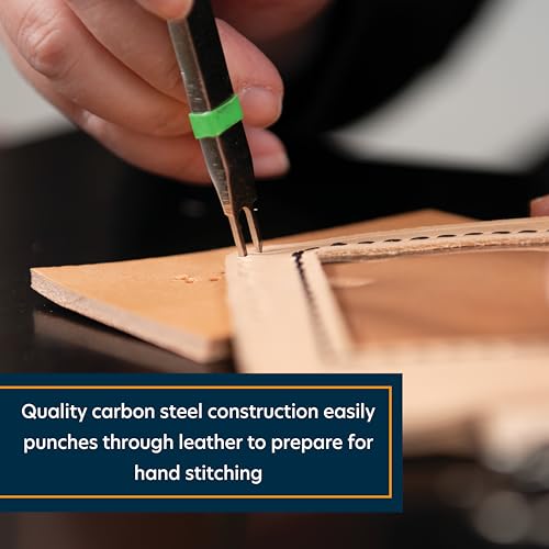 Weaver Leather Supply Diamond Leather Stitching Chisel Set, Precise 6mm Hole Punch, Color-Coded Hole Punch Set for Hand Sewing and Saddle Stitching - size: 6mm