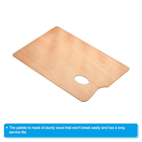 PATIKIL 8"x12" Wooden Paint Palette, 2 Pack Wood Painting Palette Color Mixing Square Paint Tray Palette with Thumb Hole for Oil Watercolor Artist, Wood Color - size: 8" x 12"