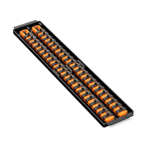 Ernst Manufacturing 8484 Socket Boss, Premium 2-Rail, 1/4 Inch-Drive Socket Organizer, 18-Inch, Orange - Made in the USA - color: Orange, size: 1/4", style: 19-INCH