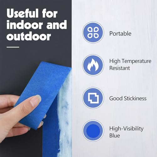 10Rolls Blue Painters Tape 1.5In×55Yd Wide Blue Masking Tape for Painting - size: 10rolls/1.5in（S)