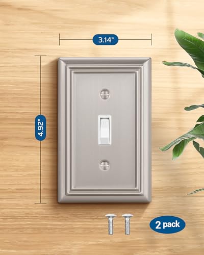 DEWENWILS Single Toggle Wall Plates, Light Switch Cover Plates - color: Brushed Nickel, size: 1 Toggle 2PK