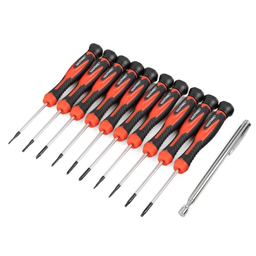 HAUTMEC 11-PCS Precision Screwdriver Set with Telescoping Magnetic Pickup Tool, Magnetic Small Screwdrivers with Phillips, Slotted,Torx Star,Cr-V Steel, Mini Screw Drivers for Eyeglass, Watch,Phone - color: Mini Screwdriver