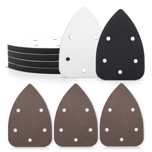 6 Pack 5 Hole Mouse Detail Interface Pads, Hook & Loop Triangle Sanding Pad - size: Mouse 5 Hole - 6 Pack