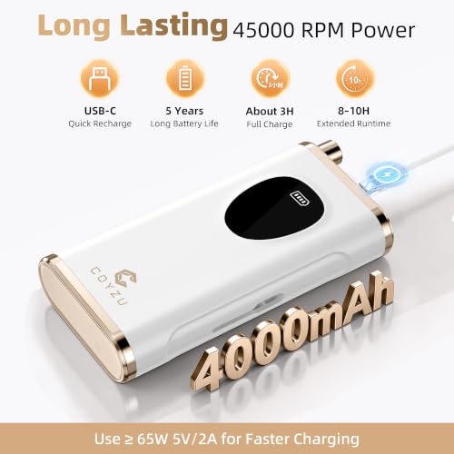 Professional Electric Nail Drill Rechargeable Nail File with Bits - color: Pearl White