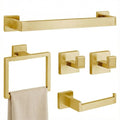5-Piece Brushed Gold Bathroom Accessory Set, 16 Inch Bathroom Hardware Set, Towel Racks for Bathroom, SUS304 Stainless Steel Wall Mounted Bath Towel Bar Set - color: F-16 Brushed Gold