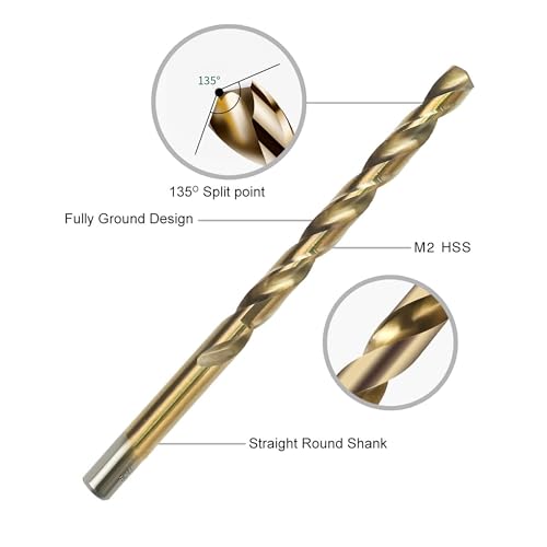 29PCS Drill Bit Set, M2 HSS, 135°Tip, Twist Jobber Length Drill Bit Kit for Hardened Metal, Cast Iron, Stainless Steel with Indexed Round Case,1/16"-1/2" - style: M2-29PCS