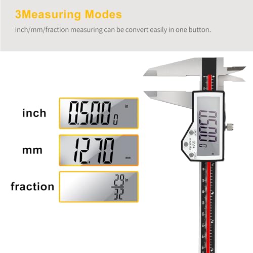 Digital Caliper, 6" Caliper Measuring Tool Extreme Accuracy Waterproof Electronic Vernier Caliper Industrial Stainless Steel Digital, Durable Measuring Tool with Large LCD Screen - color: Red Stainless Steel, size: 6"