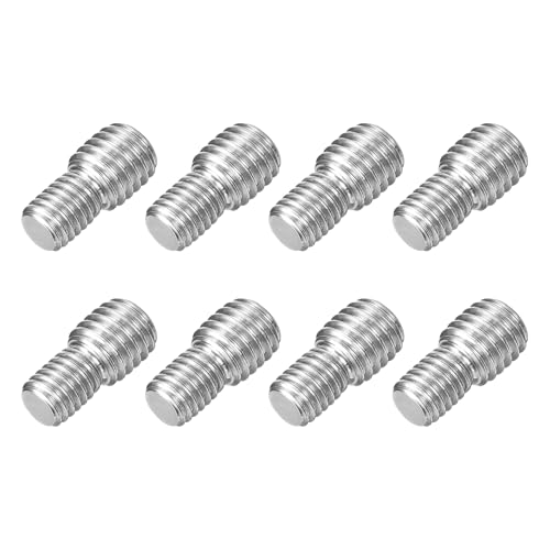 uxcell M8x10mm to M10x10mm Double End Threaded Stud Screw Bolt, 8Pcs 304 Stainless Steel Thread Reducer Adapter for Furniture Machinery Assembly Fastener - size: M8x10mm to M10x10mm