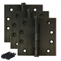 Solid Brass Door Hinge Heavy Duty Ball Bearing 4x4 Inch - Set of 3 Hinges (Antique Brass) - color: Antique Brass