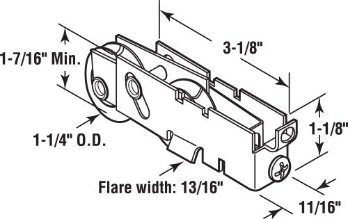 Prime-Line D 1845 1-1/4 In. Steel Sliding Door Tandem Roller Assembly - style: steel