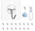 Adhesive Wall Hooks, Clear, Plastic, Heavy Duty, 16 Pack