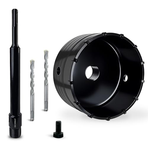 DECKRKAT 4-1/4" Concrete Hole Saw Kit,Electroplated Black Quenching Tech,Heavy-Duty Thickened Alloy Teeth,SDS Plus Shank & 2 Center Bits for Concrete,Brick,Stone. - size: (110mm)4-1/4"