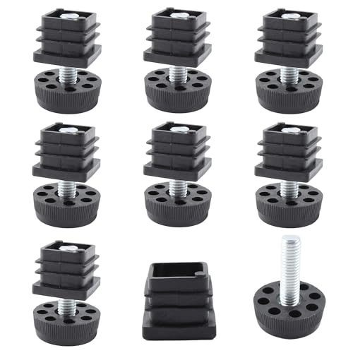 8Pcs Adjustable Leveling Feet 25 x 25mm Square Insert Kit Furniture Glide Leveler, Leveling Screw Leg for Cabinets Sofa Tables Chairs Raiser, Black - size: 25x25mm