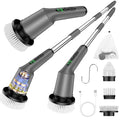 Electric Spin Scrubber for Bathroom, Shower Scrubber with Long Handle - color: Gray, size: 3 Brush Heads