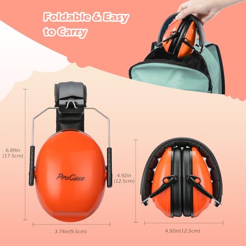 ProCase Noise Cancelling Headphones for Kids/Toddlers SNR 27dB Ear Muffs - color: Orange