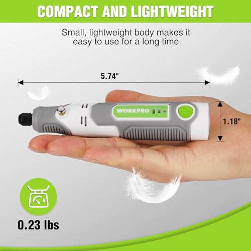 WORKPRO Mini Rotary Tool Kit, 3-Speed DIY Engraving, Carving & Cutting - color: White