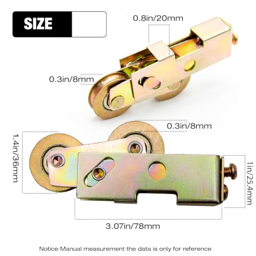 Sliding Door Rollers Replacement Sliding Patio Door 1-1/4 Inch Tandem Roller Assembly, 5/16 Inch Steel Ball Wheel Bearing for Sliding Glass Door Screen Door Gate, 2 Pack