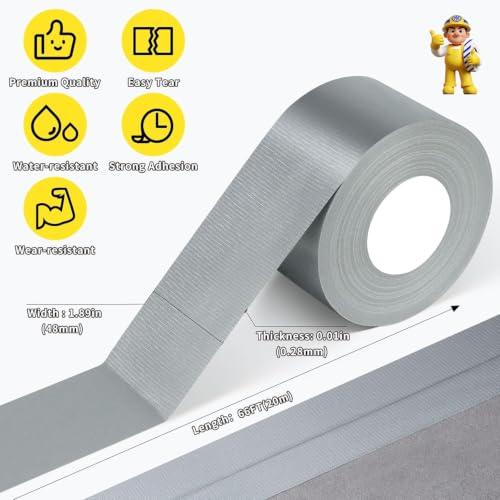 Cloth Duct Window Seal Strip Tape,Silver,1.89inch x 66FT - color: Silver, size: 1.89inch x 66FT