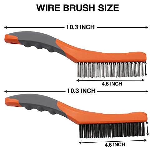MAXMAN Wire Brush 2Pcs, 10" Stainless & Carbon Steel Bristles, Rust Remover