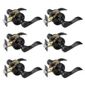NCL 6 Pack Black Door Handle Interior, Wave Door Lever Door Knob for Hall - size: 6-Hall