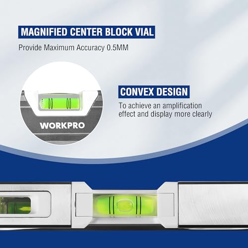 WORKPRO 10 Inch Small Torpedo Level, Aluminum Frame with V-Groove