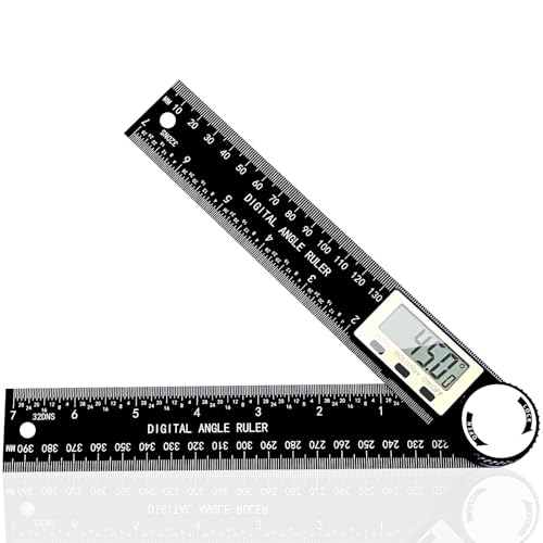 Angle Finder Protractor, 2-in-1 Miter Saw Protractor, 7 Inch/200mm ABS Angle Ruler, High Accuracy Miter Angle Measuring Tool for Woodworking, Metalworking, Carpenter, Construction - color: Black