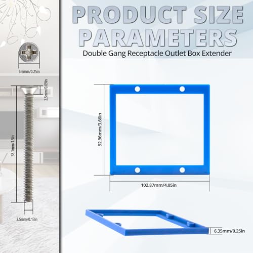 1/4" Double Gang Electrical Box Extender, Blue, Pack of 3 - color: Blue-1/4"