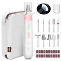 Electric Nail File Drill 2000 mAh Cordless Rechargeable Nail Filer LED Lamp - color: Pink