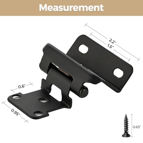 4 Pack 2 Pair Black Cabinet Hinges, 1/2" Semi Wrap Kitchen Hinges - color: Black, size: 1/2" Semi Wrap