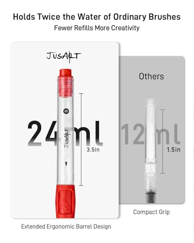 JusArt Water Brush Pens 12-Pack Leak-Proof Refillable Watercolor Pens - color: 12 Pcs Red